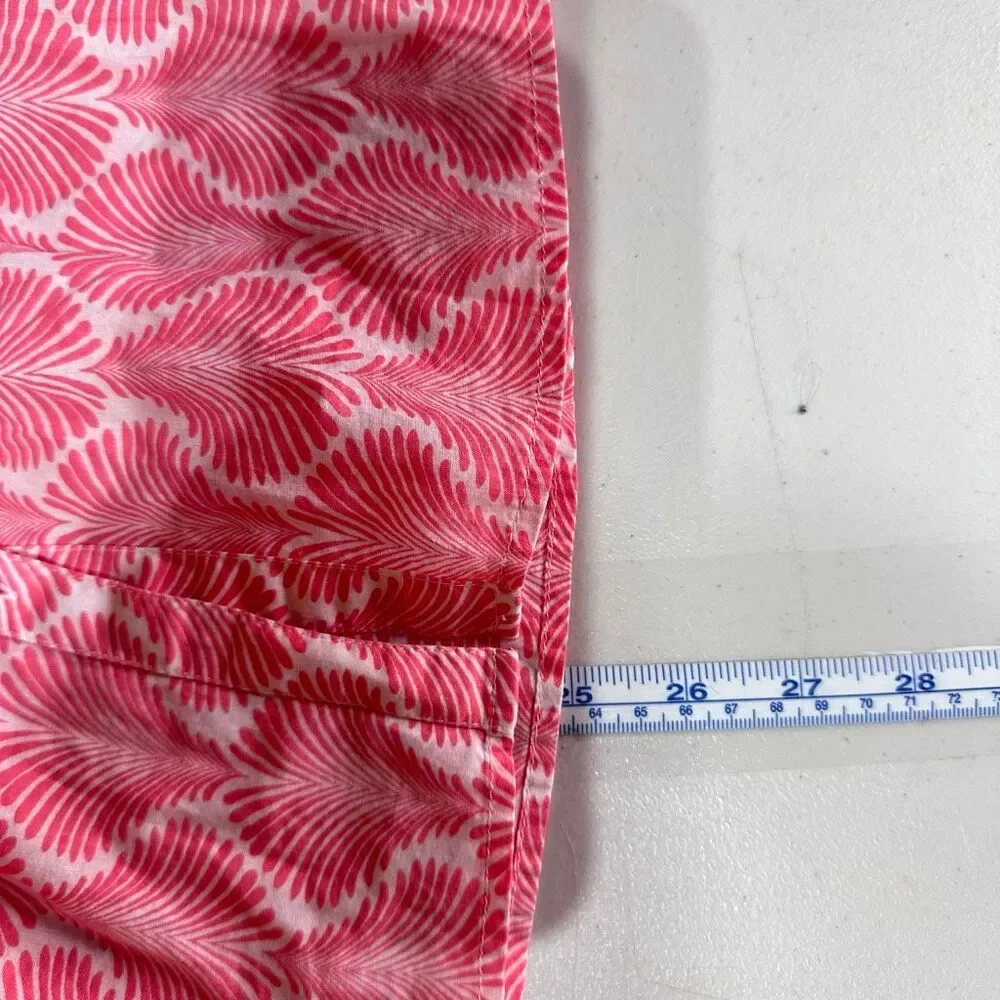 Talbots Women's Button Up Pleated Coastal Pink‎ Blouse Top Size L Cotton Beach